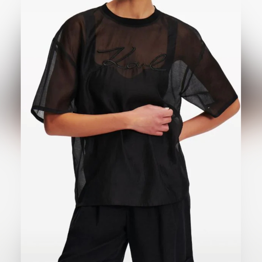NWT Karl Lagerfeld Sheer beaded top.